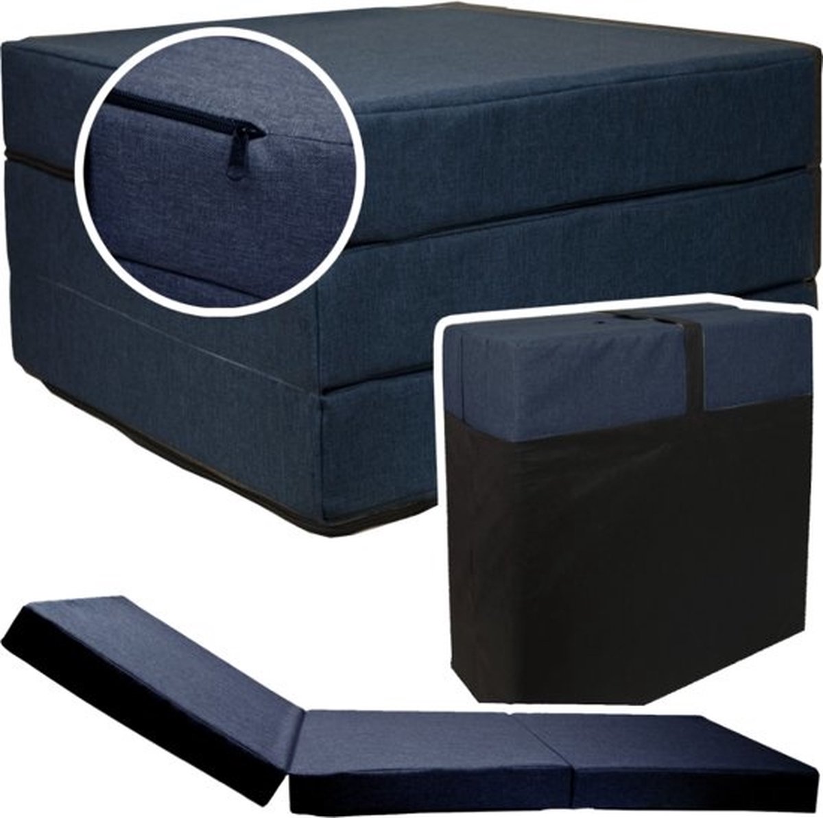 Viking Choice Logeermatras Navy Blauw - Opvouwbaar Campingmatras 195x65x10 cm met Draagtas