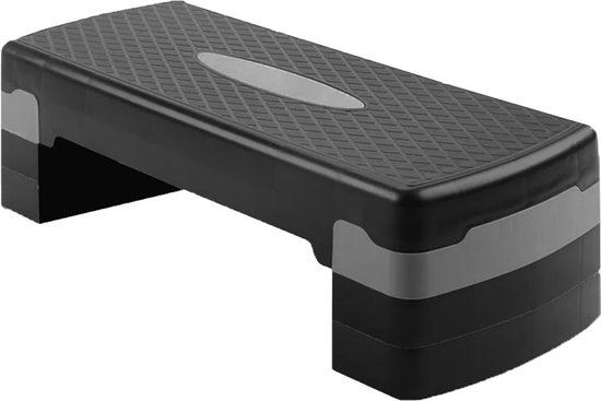 Aerobic Step Zwart Grijs - Verstelbaar 3 standen - 67x28 cm