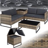 Bol.com tectake® - Wicker loungezitgroep tuinmeubelset met bank - Tafel met glazen blad opbergbox - Weerbestendig - Tuin- balkon... aanbieding