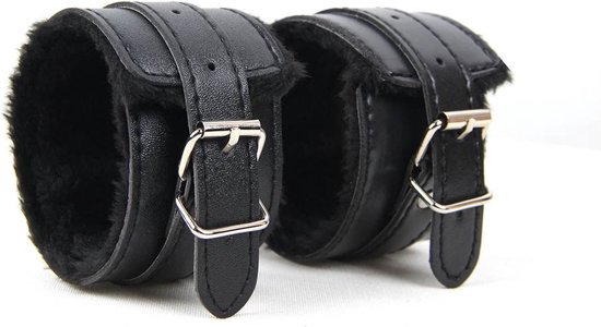 Menottes en cuir avec Bont - Zwart - SM Bondage Sex - Set Erotiek pour BDSM - Jouets sexuels - Sex Toys - Cadeau Saint Valentin pour Hem & Cheveux - Cadeau Saint Valentin pour Homme & Femme