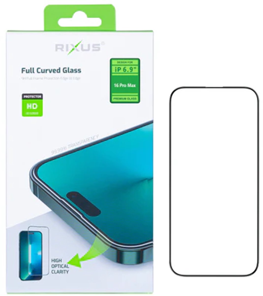 Rixus iPhone 16 Pro Max - Tempered Glass - Gehard Glas - Screenprotector - Beschermd Tot Aan De Rand