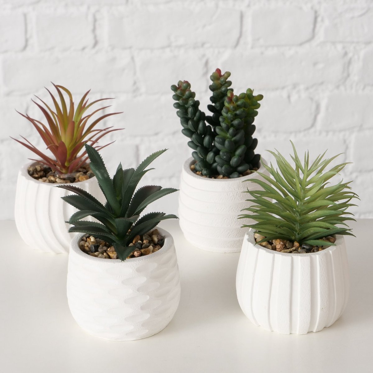 Kunstplant in witte pot H14cm
