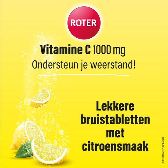 Roter Vitamine C 1000mg bruis - Hoge dosering vitamine C ter ondersteuning van je weerstand - 40 bruistabletten met citroensmaak