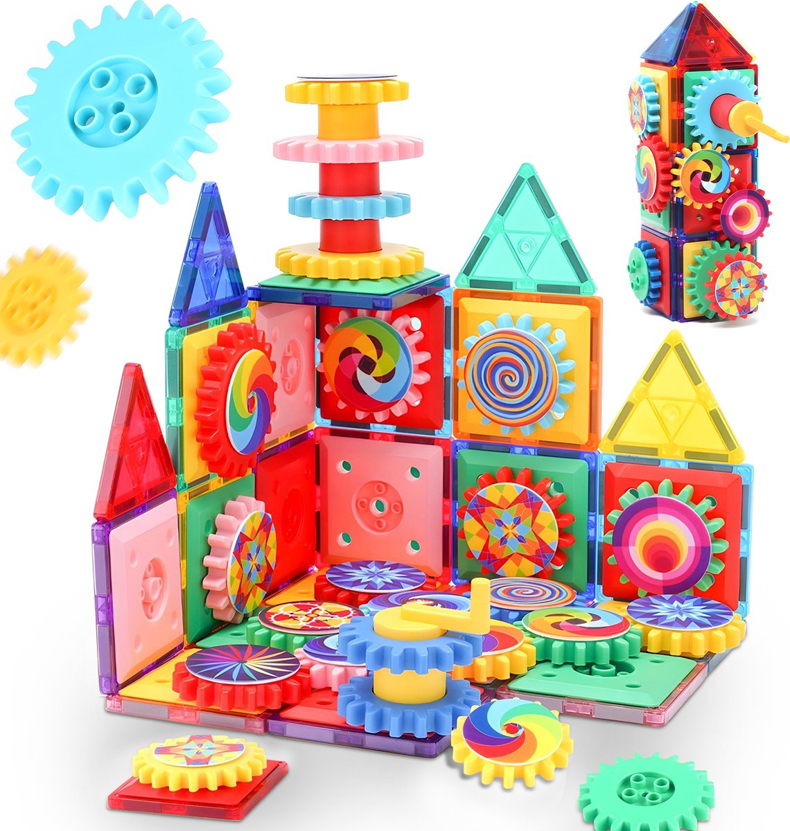 JUST23 Magnetic Tiles KBJC90 - Magnetisch Speelgoed - 90 Stuks - Magnetische tegels - Educatief & Constructie Speelgoed - Montessori speelgoed