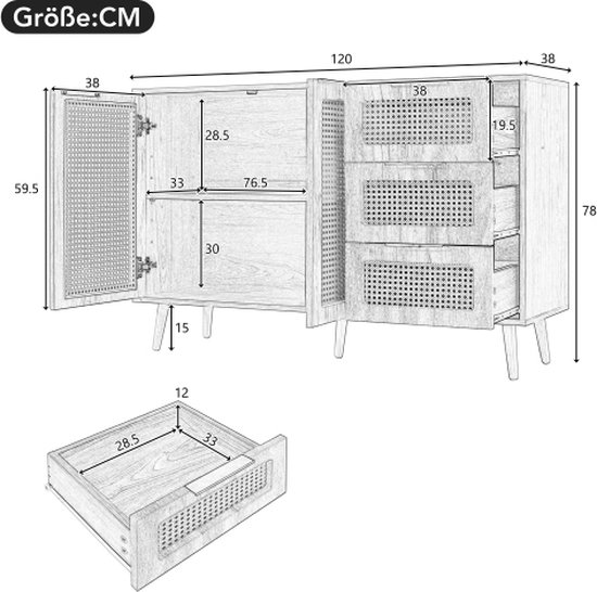 Draaideurkast Como 4 245,5/190/40 4-deurs (wit/zwart