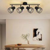 NETTLIFE Zwart Plafondspot GU10 - 2 Moderne Industriële Keukenlamp Met 355deg Draaiende Vlam