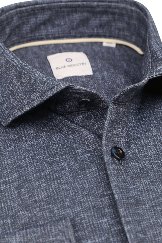 Blue Industry - Chemise Imprimée Bleu Foncé - Homme - Taille 38 - Coupe Slim