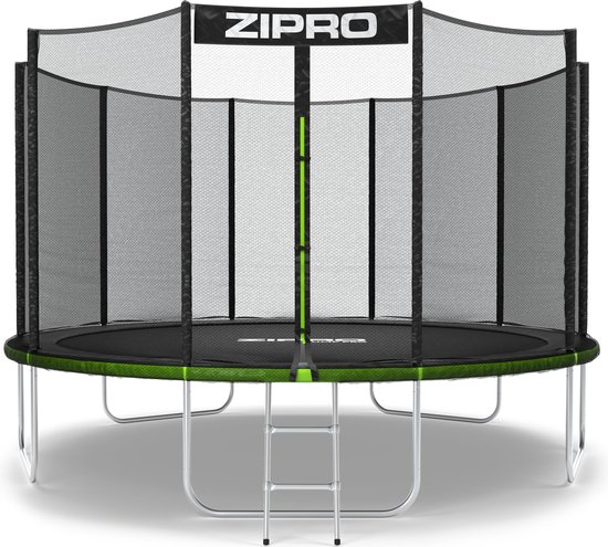 ZIPRO Jump Pro OUT - Trampoline - Ø374cm 12FT - Trampoline met veiligheidsnet - Voor kinderen - Inclusief Ladder - max. 150 kg - UV-bestendig