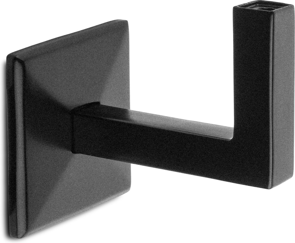 Zwarte trapleuninghouder Model K – Vlak zadel – Blinde bevestiging (incl. bevestigingsmateriaal)
