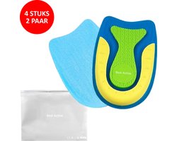 Best Active - Hielspoor Zooltjes - Extra Soft - Hielbeschermers - Inlegzolen - Hielspoor - 4 Stuks voor Maat 41-46 (2 Paar) - Blauw/Geel