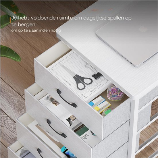 Coleshome L-vormig bureau met laden, gamingtafel met stopcontact, LED en monitorstandaard, 195 x 100 cm, omkeerbaar hoekbureau met opbergruimte, wit