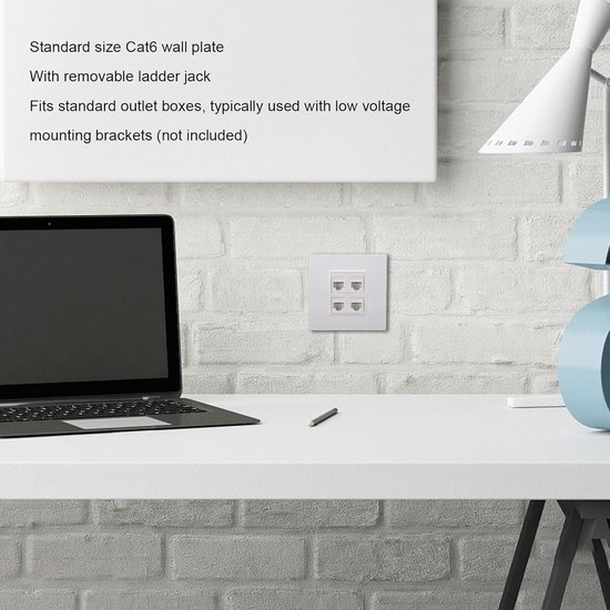 Ethernet-wandplaat, 6-poorts CAT6 Vrouwelijk Naar Vrouwelijk Wandaansluiting, Wandplaten voor CAT5 CAT5E CAT6 CAT6A Ethernet-netwerkverbinding, 1 Pakket