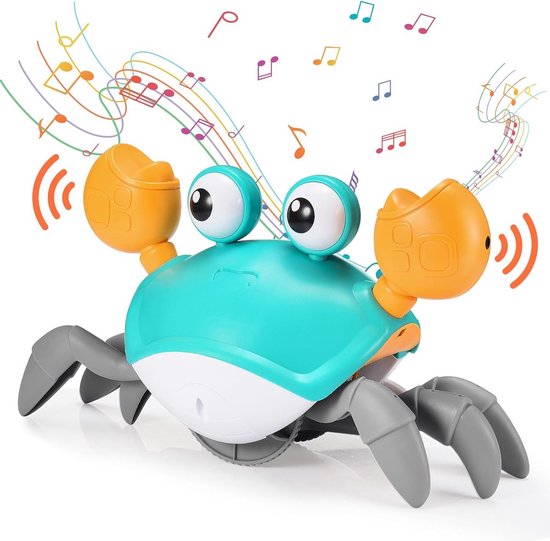 Lopende & Dansende Krab - Walking Crab - Bewegend Speelgoed - Baby - Toy - Peuter - Motoriek Speelgoed - Fijne Motoriek - Batterijen versie - Hondenspeelgoed - Hondenspeeltjes - Montessori Speelgoed - Crawling Crab - Bekend van TikTok - Tummy Time
