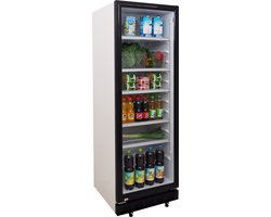 ZORRO flessenkoelkast ZK 360 | drankkoelkast | Wit/Zwart met glasdeur | 360 liter | professionele