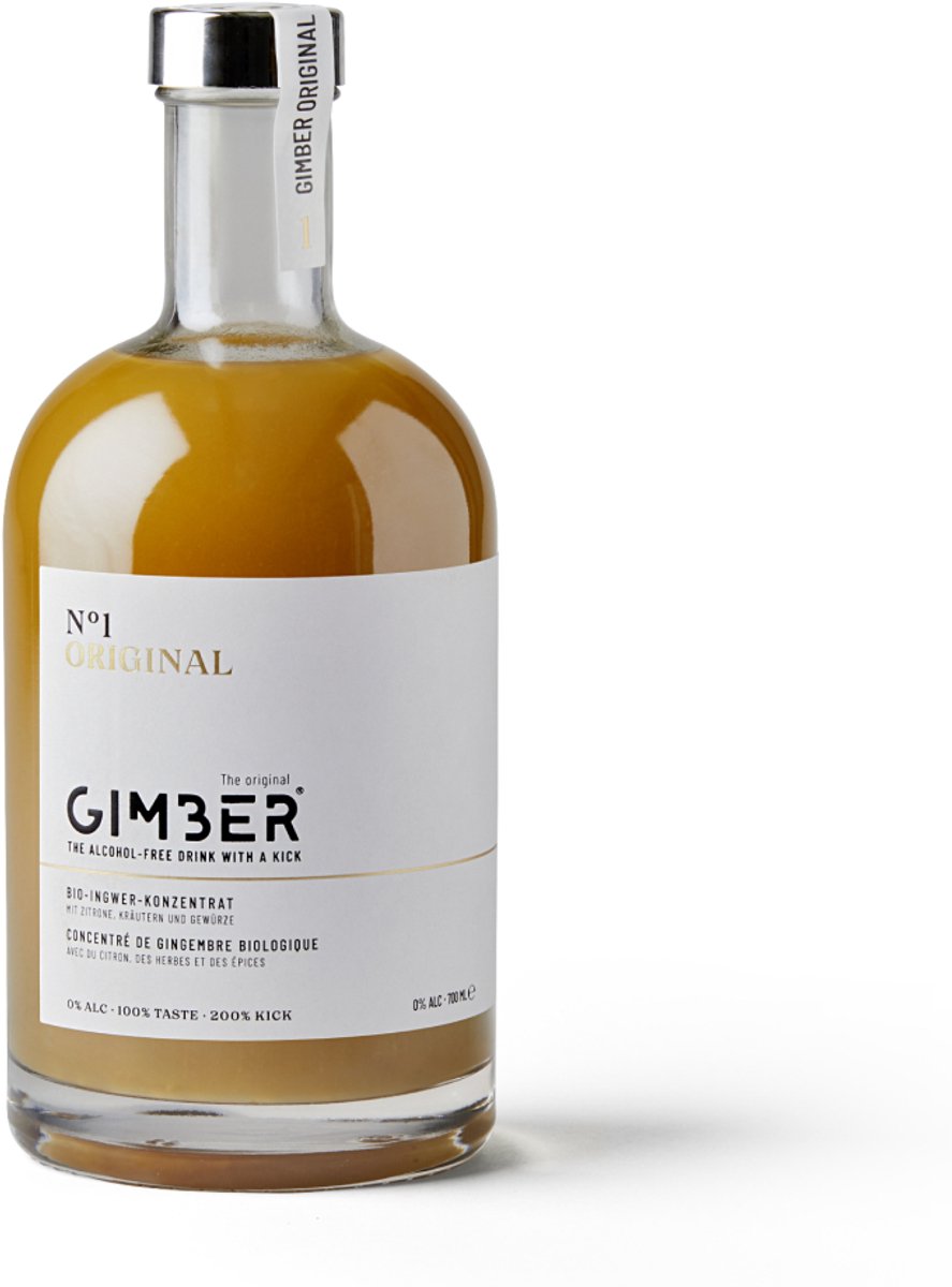GIMBER Brut Delhaize GIMBER N°2 Brut 200 Milliliter Alcoholvrije Biologische Gemberdrank Op Basis Van Gember, Citroen En Kruiden Met 50% Minder Suiker Premium Gemberconcentraat GIMBER Kopen Colruyt