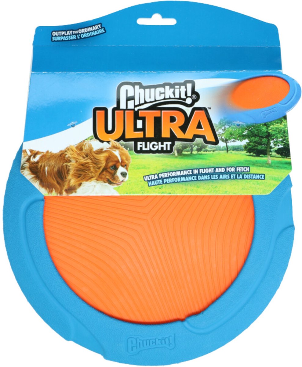 Chuckit! Ultra Flight - Hondenspeeltje - Apporteerspeelgoed - Rubberen band - Ø23 cm - Oranje/Blauw