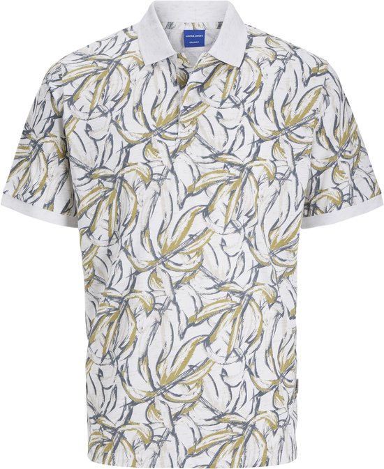 JACK&JONES PLUS JORSPLIT AOP POLO SS PLS Heren Poloshirt - Cloud Dancer Aop