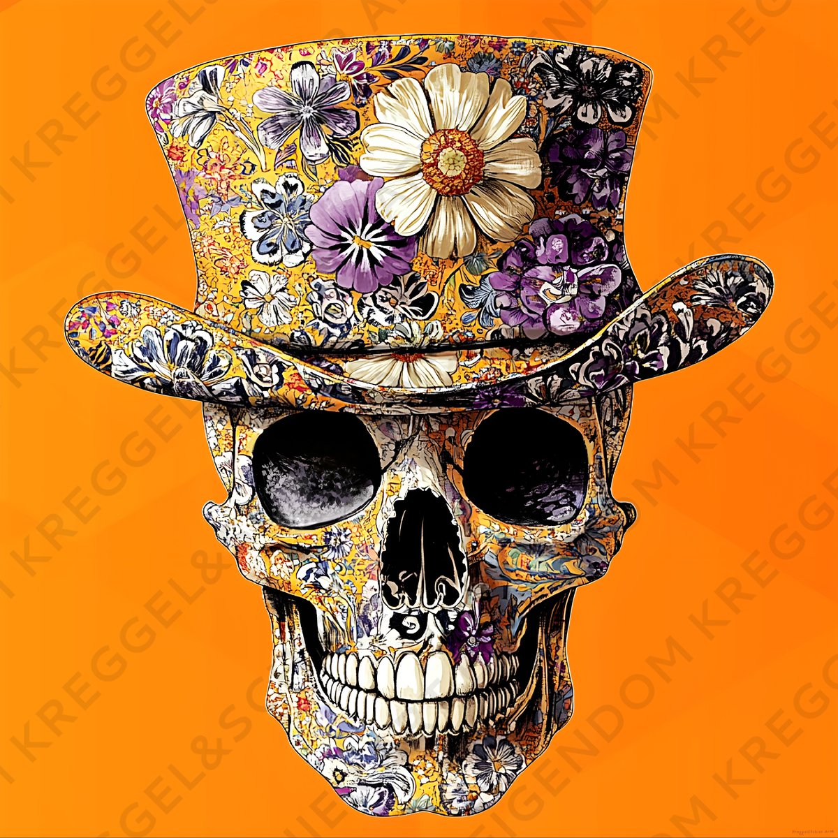 Kreggel&Schier Art - canvas schilderij 70x70cm - kunst - skull - kamer decoratie accessoires - schilderijen woonkamer - wanddecoratie slaapkamer - muurdecoratie keuken - modern interieur binnen - woondecoratie huis - origineel