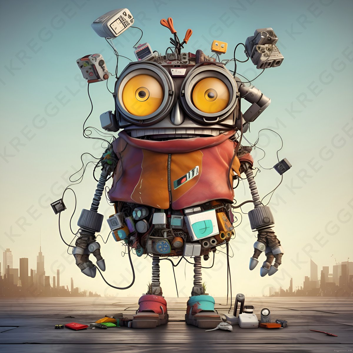 Kreggel&Schier Art - glasschilderij 90x90cm - kunst - robot - kamer decoratie accessoires - schilderijen woonkamer - wanddecoratie slaapkamer - muurdecoratie keuken - modern interieur binnen - woondecoratie huis - origineel