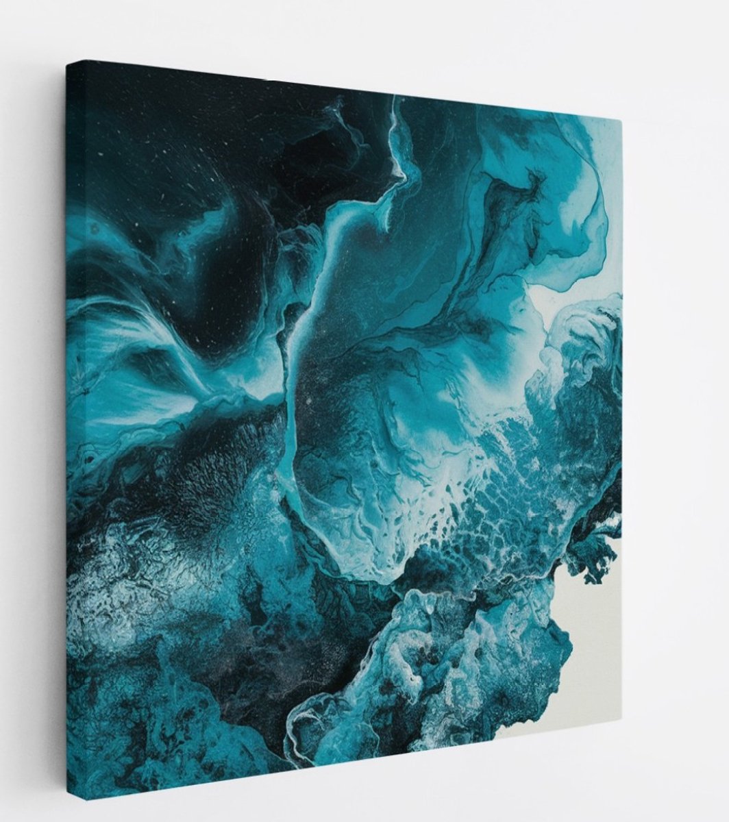 Saammp Canvas Schilderij - Blauwe golfen - Abstract - 60x60 - Foto op canvas - Wanddecoratie - Muurdecoratie Woonkamer - Slaapkamer decoratie - Canvas Print Multicolor