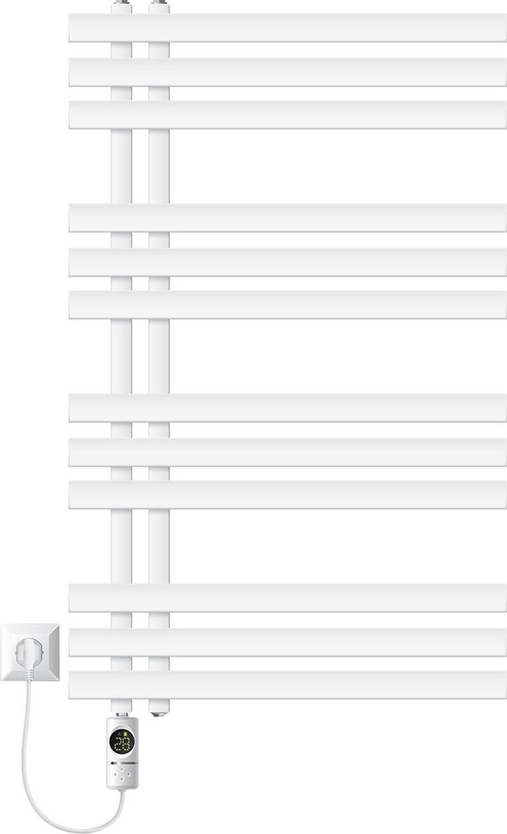 Badkamer radiator middenaansluiting 600x1000 mm wit met verwarmingselement 600W LuxeBath