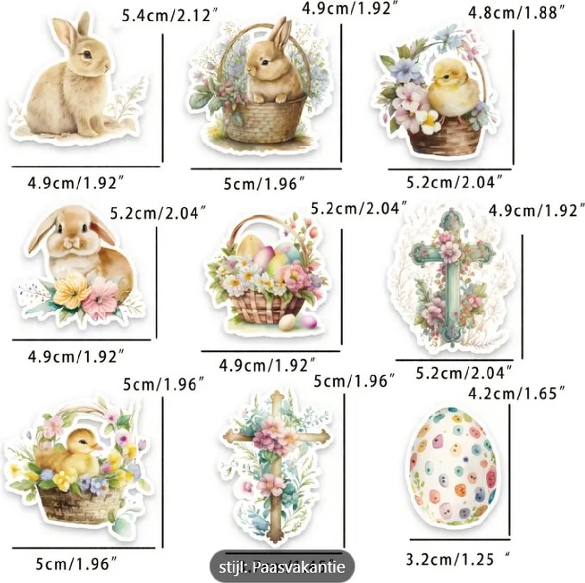 Paas Sticker - Sluitsticker – Washi - Konijn – Dieren – Pieter Konijn – Haas - Peter Rabbit - Paasei - Envelop | Pasen - Easter | Kids – Kind - School | Envelop stickers | Cadeau - Gift - Cadeauzakje - Traktatie | Chique inpakken - DH collection — afbeelding 2