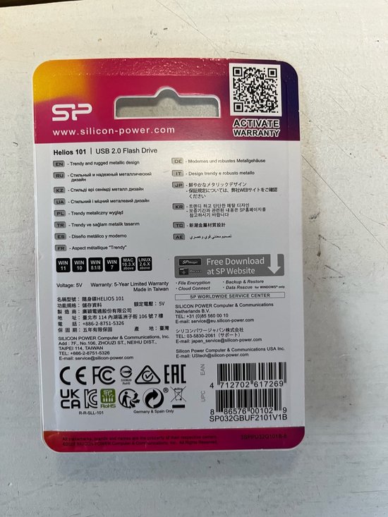 Silicon Power Helios 101, 32 Go, USB Type-A, 2.0, Casquette, 10 g, Bleu