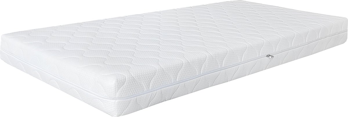 ml-design matras 90 x 200 x 16 cm, orthopedische 7-zone koudschuimmatras, Oeko-Tex gecertificeerd,hardheidsgraad H4 extra stevig, ademend & antibacterieel, afneembare & wasbare hoes,rolmatras. Wit