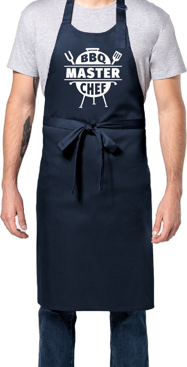 Zomertip! - BBQ Master Chef Keukenschort | Horecakwaliteit | Unisex | Verstelbaar & Wasbaar | Perfect Cadeau voor BBQ | Verjaardag | Jubileum of Bedankje | Marine