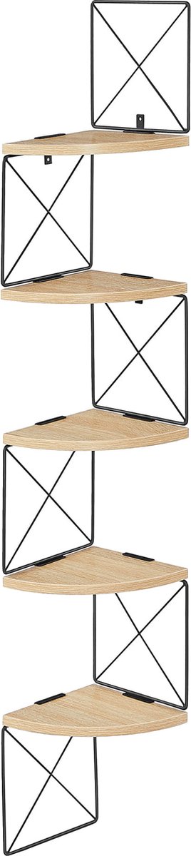 Hoekrek - SONOMA - 5 Planken, Stalen Frame, Voor Boeken, Planten of Decoratie, Kleur: Eiken Sonoma en Zwart, 127,5 x 20 x 20 cm, Max. 30 kg