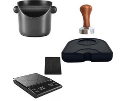 Premium Barista start-set Weegschaal, Tamper 53mm, Tampermat, knockbox.