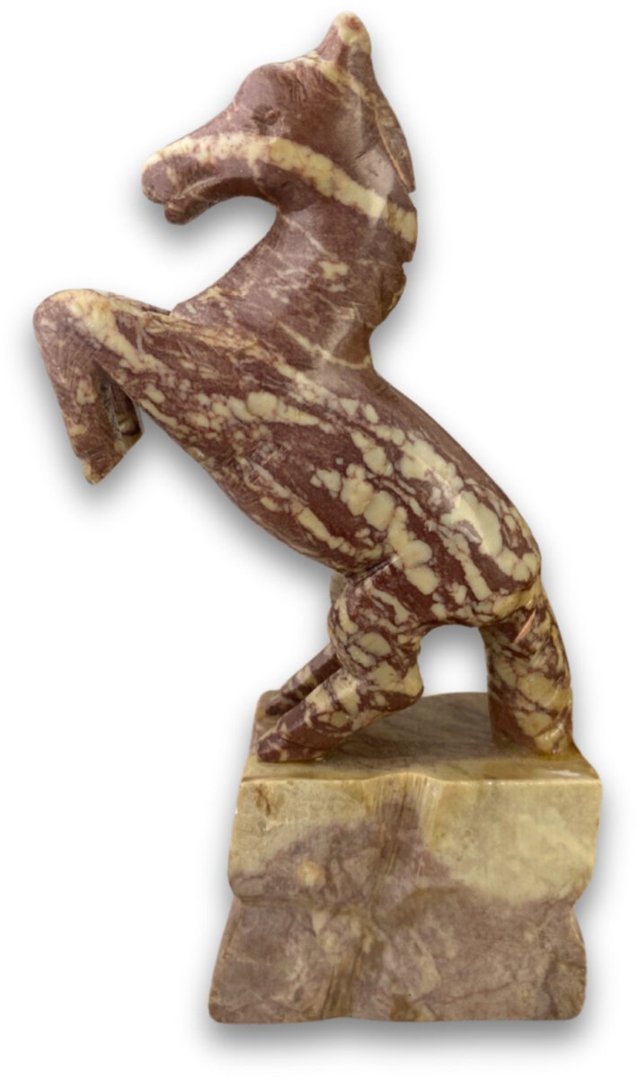 Ruben Robijn Speksteen paard stijgerend 15 cm Bonte kleuren