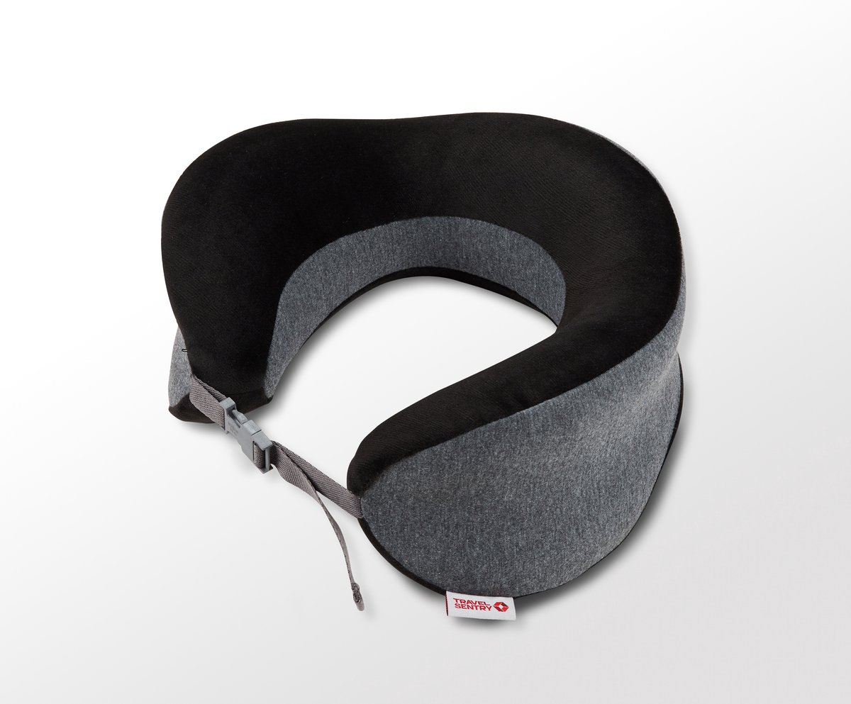 Travelsentry Reiskussen - Reizen - Accessoire - Zwart - Memory Foam - Rpet- 24 * 24 * 12 - Voorkomt Onnodig Plastic Gebruik - Incl. Draagtasje