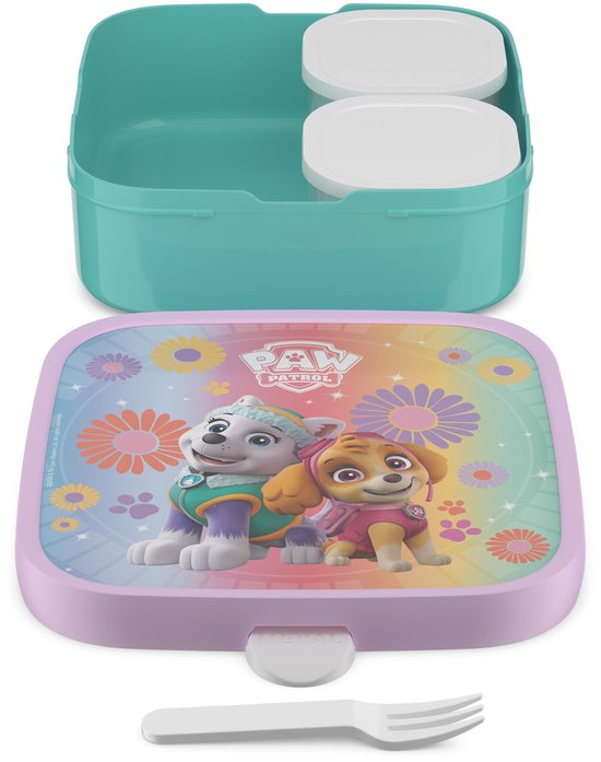 Mepal Bento Lunch Box Grand Campus - 2x 200 + 1250 ml - Comprend 2 boîtes à bento amovibles et étanches et une fourchette - Paw Patrol Girls