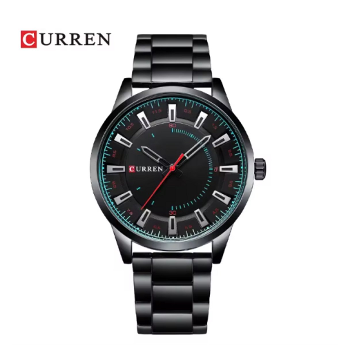 Curren - Horloge - Herenhorloge - Quartz - Zwarte Wijzerplaat met Zilveren Uuraanduidingen - Zwarte Band - 45mm - 8406