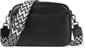 TAN.TOMI Dames Schoudertas – Trendy Damestas – Bag Strap – Kleine Schoudertas met Ritssluiting – Crossbody Tas - Tassenriem - Zwart