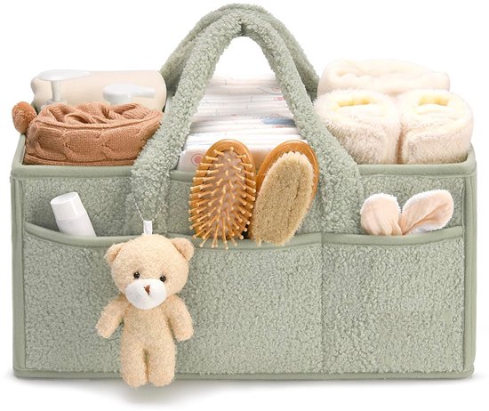Foto: Kzq luiertas luiermand luiermandje speelgoedmand luiermand voor babykameraccessoires luier organizer opbergmand voor babyluiers en doekjes organizerr kraamcadeau lichtgroen
