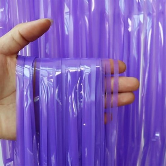 Foto: Glittergordijn paars 200 cm x 100 cm plastic folie deurgordijn feestelijke versiering voor verjaardag party decoratie