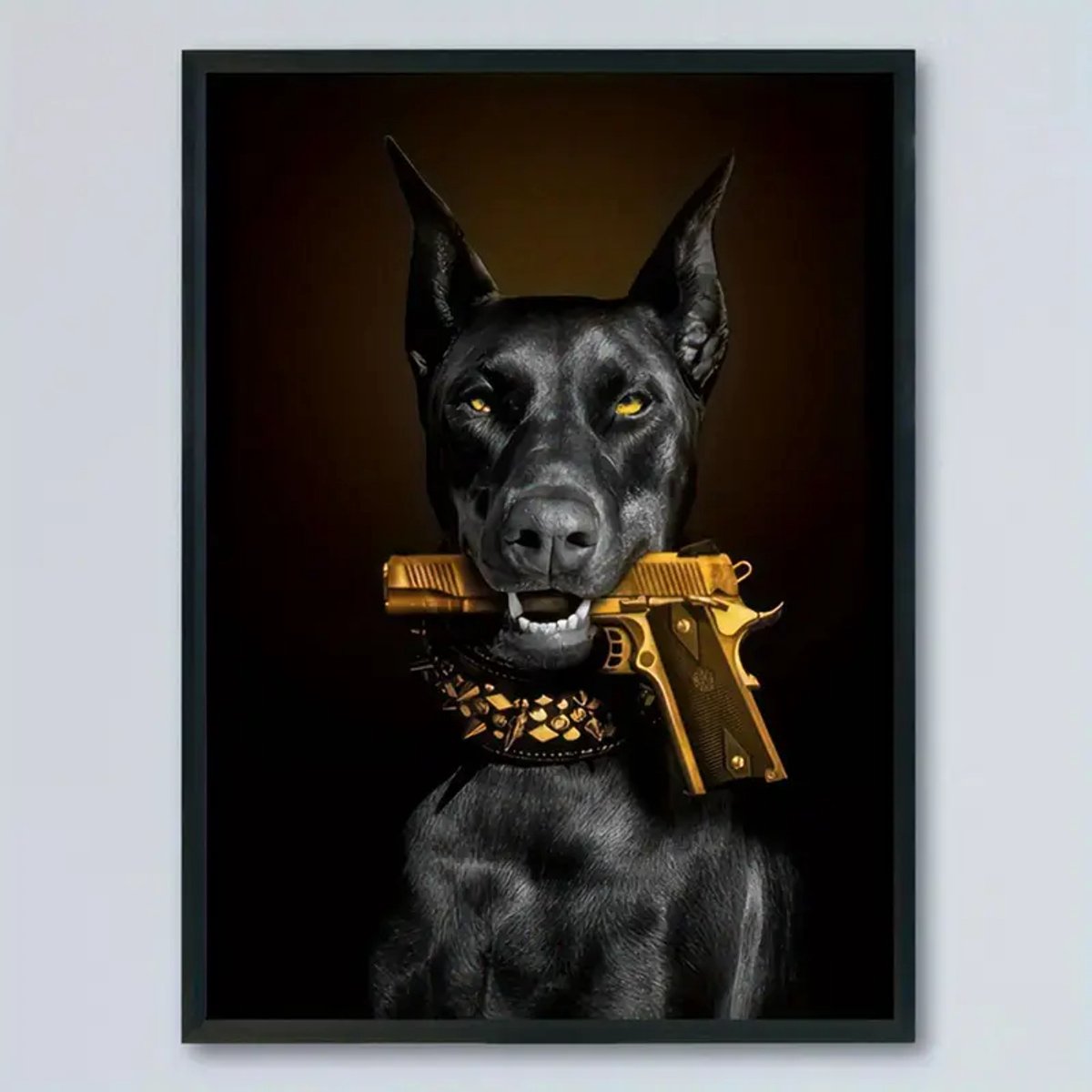 Canvas poster - Dobberman - muurposter - binnenposter - Gangster- Toilet poster - muur poster - Kado - Zonder lijst - Posters - Vintage posters - 30*40cm - Trendy