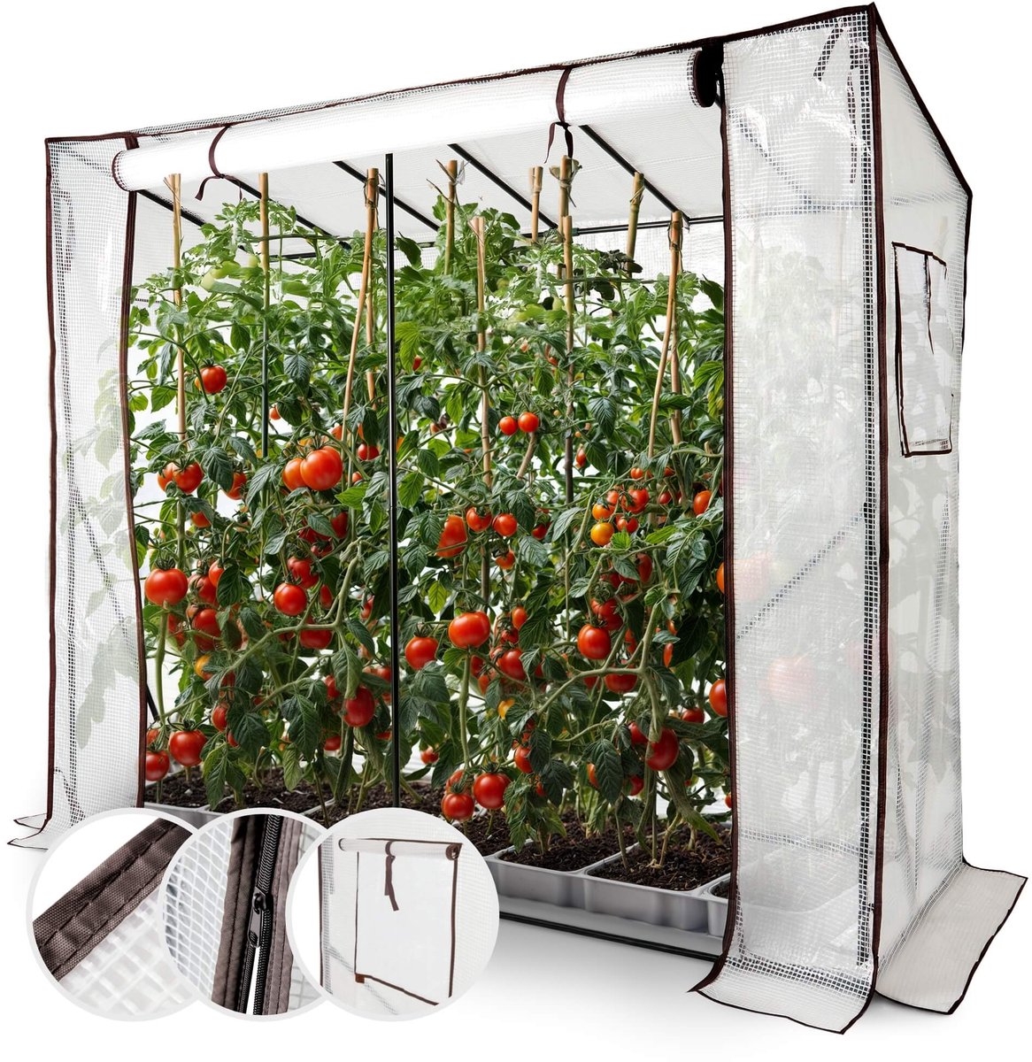 AREBOS Tomatenkas foliekas, kas met deur koelcel,tuin kasfolie 200cm met venster