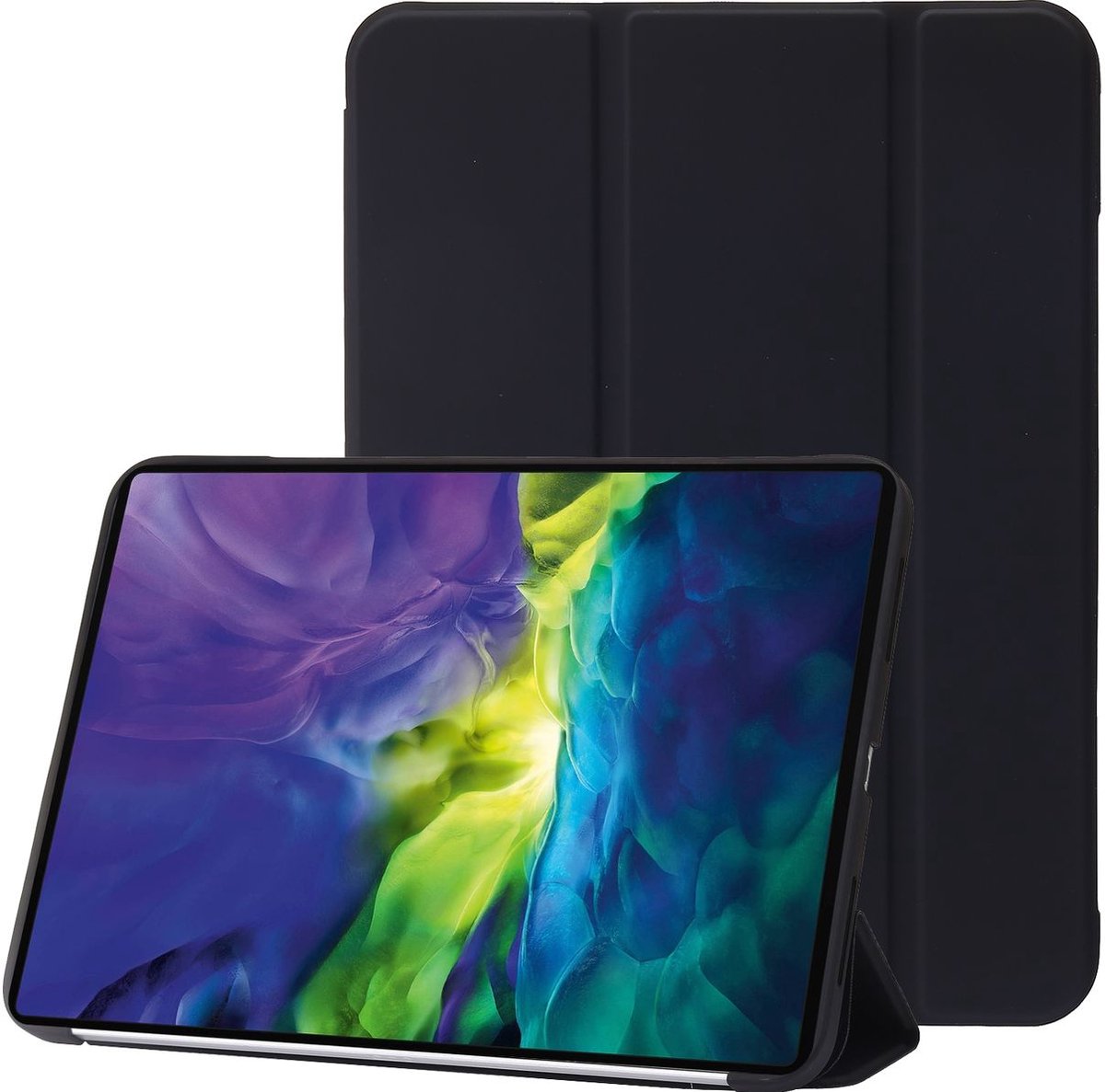 Mobigear Tablethoes geschikt voor Apple iPad 11 (2025) Hoes | Mobigear Tri-Fold Gel Bookcase - Zwart