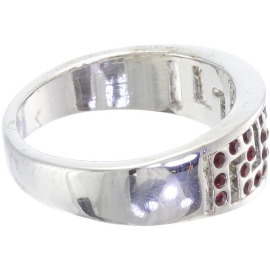 Behave - Ring - Bague argentée avec pierres de cristal rouges - Sans nickel - Design de Luxe