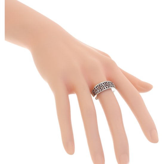 Behave - Ring - Bague argentée avec pierres de cristal rouges - Sans nickel - Design de Luxe