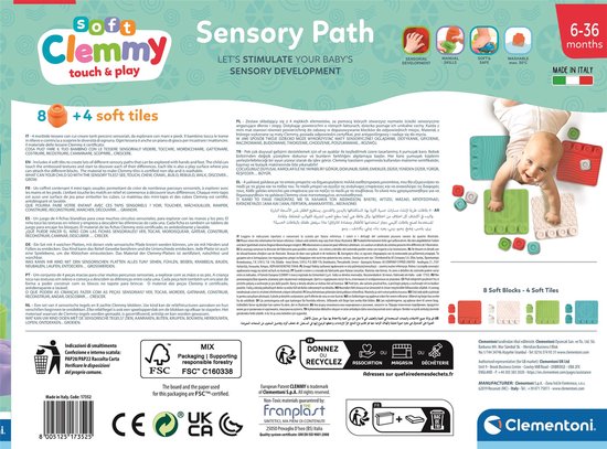 Clementoni Soft Clemmy - Sensory Path - Speelkleed - Baby Speelmat - Met Stapelblokken - 6-36 maanden van Clementoni — afbeelding 3