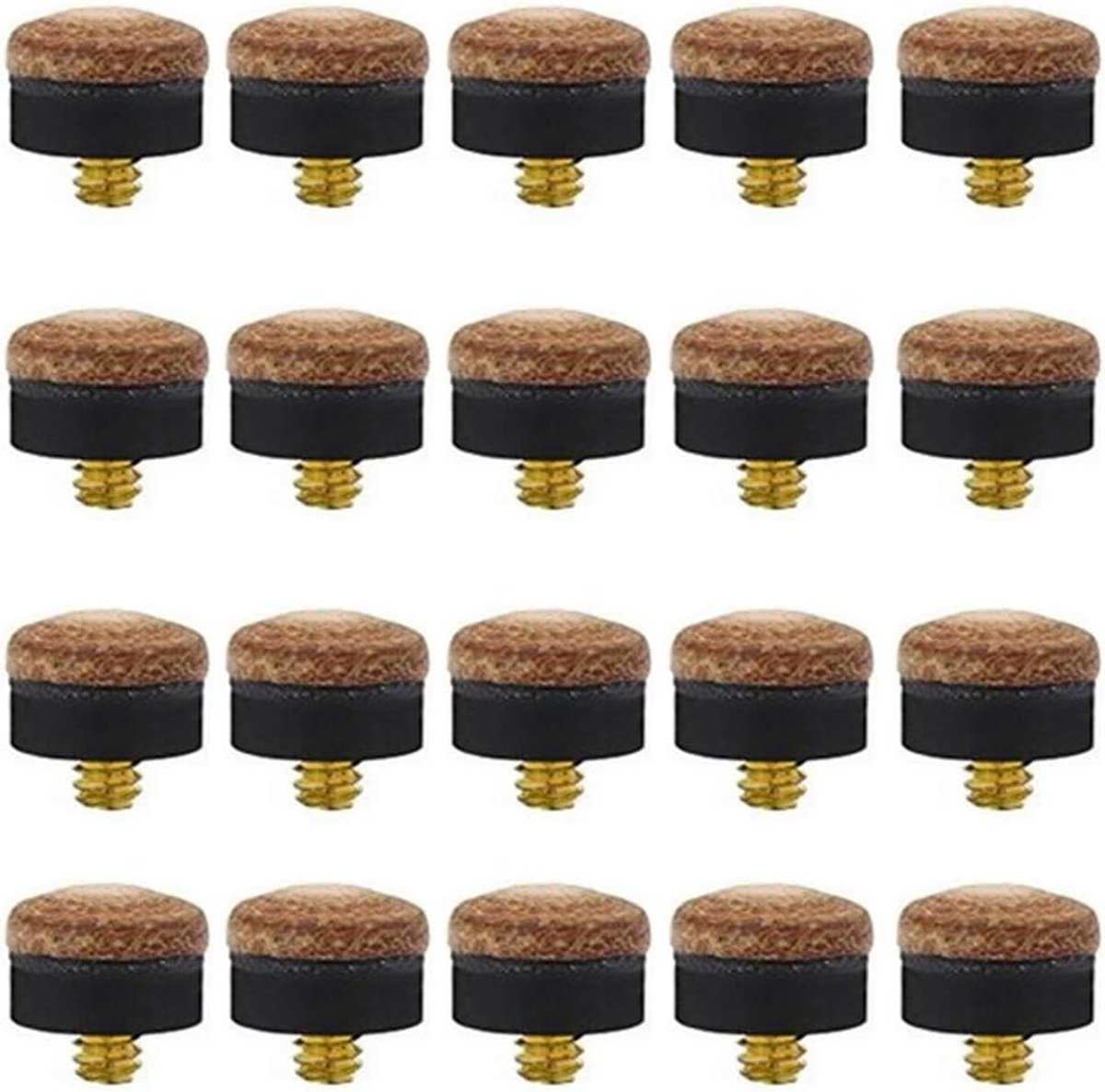 20 stuks - Poolstick Tips - Biljartkeu Tip - Poolkeu-tips set - 10 mm - Snooker- & Poolaccessoires - Biljartkeu Vervangingstips - met Schroefkop - kleur - leer - vervanging voor Bi