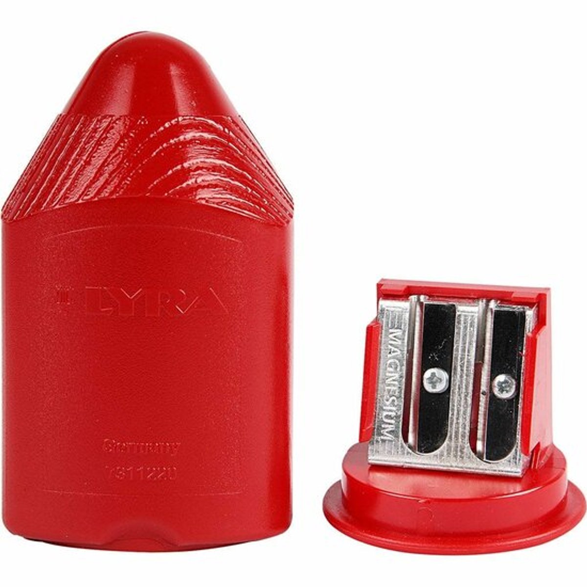 Goedkoopste Puntenslijper - Lyra Puntenslijper - Dubbel Gaats - Met Opvangbak - Rood - 8,5cm Hoog