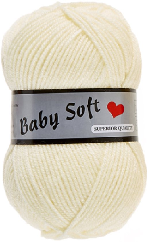 Lammy Yarns - Baby Soft - Kleur 016 ecru - 5 bollen dun acrylgaren - haakgaren - breigaren - pendikte 3mm