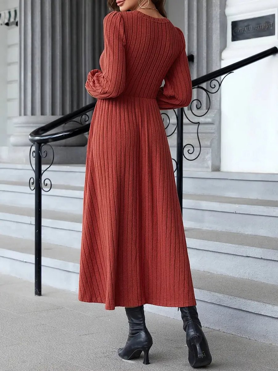 ABINGOO Dames Lange Mouw Sweater Jurk Ronde Hals A-Line Casual Jurk Elegante Lange Mouw Jurk Herfst Winter Jurk Unicoloured Casual Tuniek Jurk(Groen,XL