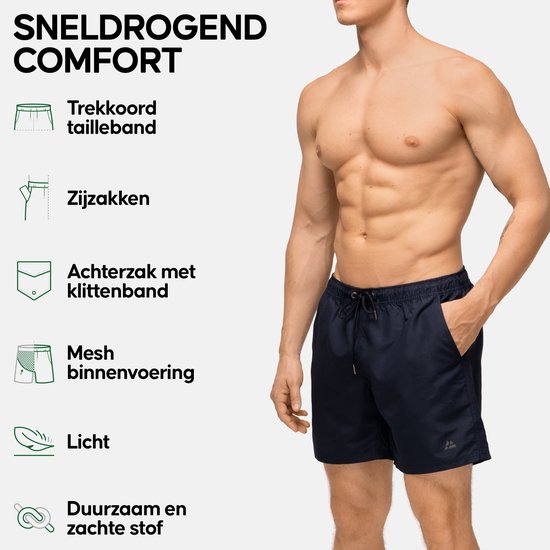 DANISH ENDURANCE Maillot de Bain Homme - Avec Poches - Léger - Séchage Rapide - 100% Recyclé - Taille M