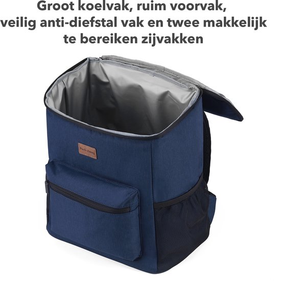 Packaway Koeltas Rugzak 25L - Incl. 2 gratis koelelementen - Incl. gratis flessenopener - Waterafstotend - Anti diefstal vak - 4 Laags geïsoleerd - Blauw van Packaway — afbeelding 2